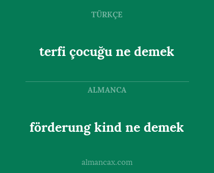 förderung kind ne demek - terfi çocuğu ne demek