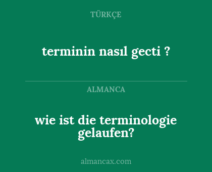 wie ist die terminologie gelaufen? - terminin nasıl gecti ?
