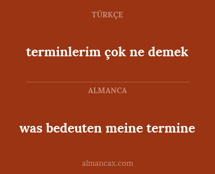 terminlerim çok ne demek - was bedeuten meine termine