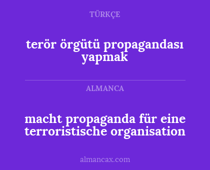 macht propaganda für eine terroristische organisation - terör örgütü propagandası yapmak