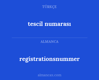 registrationsnummer - tescil numarası