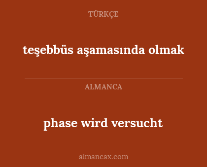 phase wird versucht - teşebbüs aşamasında olmak