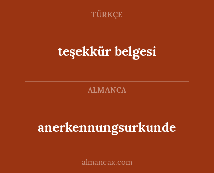anerkennungsurkunde - teşekkür belgesi
