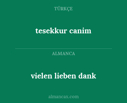 vielen lieben dank - tesekkur canim