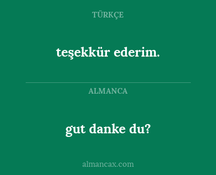 teşekkür ederim. - gut danke du?