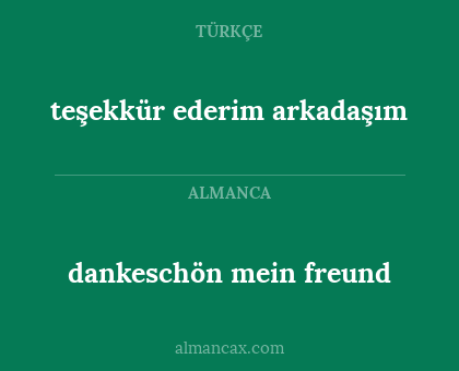 dankeschön mein freund - teşekkür ederim arkadaşım