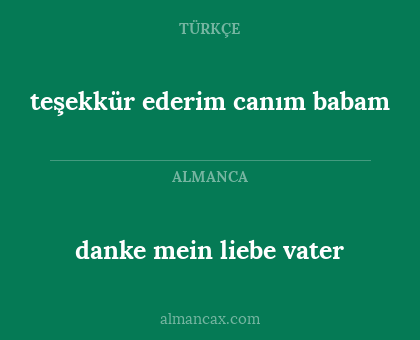 danke mein liebe vater - teşekkür ederim canım babam
