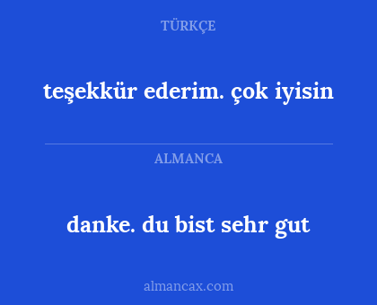 teşekkür ederim. çok iyisin - danke. du bist sehr gut