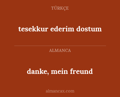 danke, mein freund - tesekkur ederim dostum