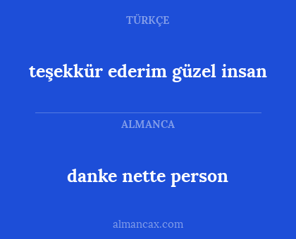 danke nette person - teşekkür ederim güzel insan