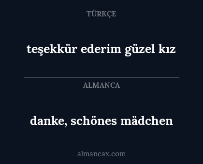 danke, schönes mädchen - teşekkür ederim güzel kız