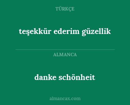 danke schönheit - teşekkür ederim güzellik