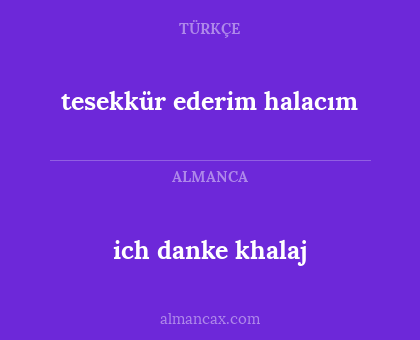 tesekkür ederim halacım - ich danke khalaj