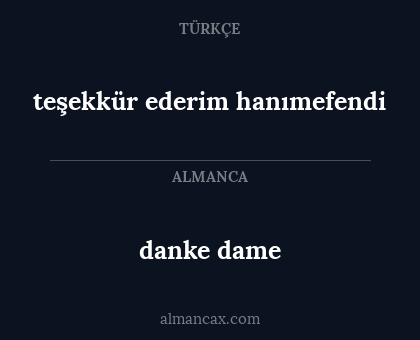 danke dame - teşekkür ederim hanımefendi