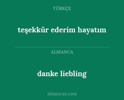 danke liebling - teşekkür ederim hayatım