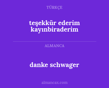 danke schwager - teşekkür ederim kayınbiraderim