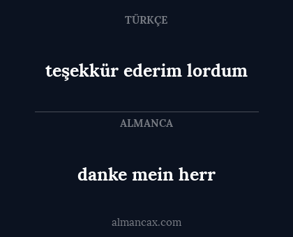 danke mein herr - teşekkür ederim lordum