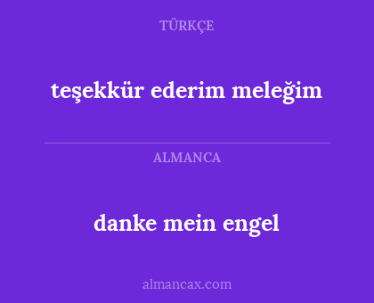 danke mein engel - teşekkür ederim meleğim