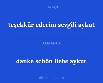 teşekkür ederim sevgili aykut - danke schön liebe aykut