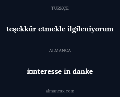 i̇nteresse in danke - teşekkür etmekle ilgileniyorum