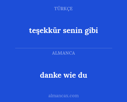 danke wie du - teşekkür senin gibi