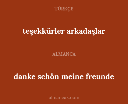teşekkürler arkadaşlar - danke schön meine freunde