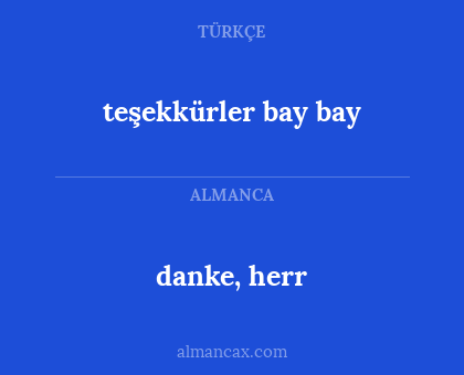 teşekkürler bay bay - danke, herr