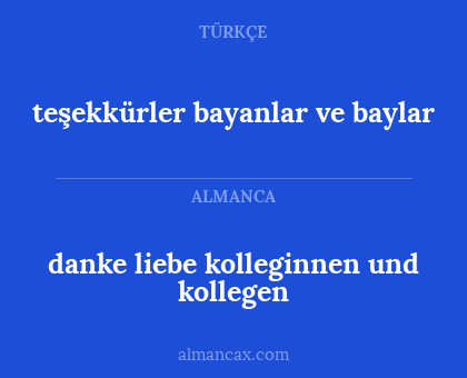 teşekkürler bayanlar ve baylar - danke liebe kolleginnen und kollegen