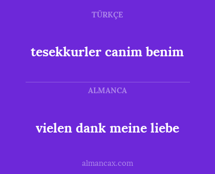 vielen dank meine liebe - tesekkurler canim benim