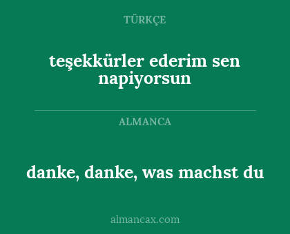 teşekkürler ederim sen napiyorsun - danke, danke, was machst du