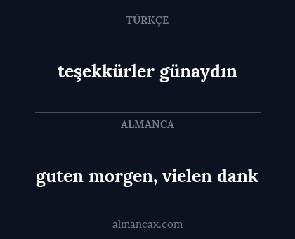 teşekkürler günaydın - guten morgen, vielen dank