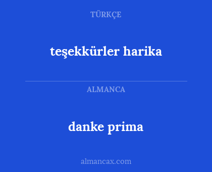 danke prima - teşekkürler harika