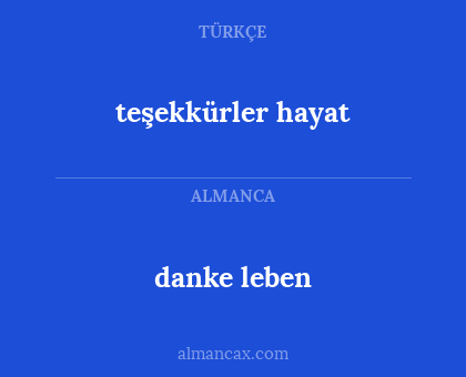 danke leben - teşekkürler hayat