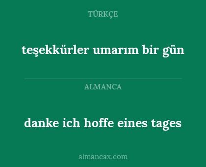 danke ich hoffe eines tages - teşekkürler umarım bir gün