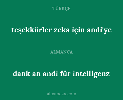 teşekkürler zeka için andi'ye - dank an andi für intelligenz