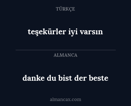 teşekürler iyi varsın - danke du bist der beste