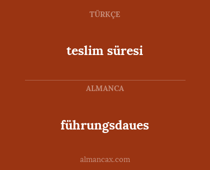 teslim süresi - führungsdaues