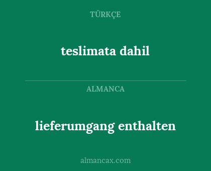 teslimata dahil - lieferumgang enthalten