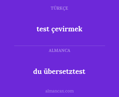 du übersetztest - test çevirmek