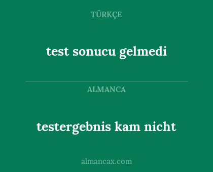 testergebnis kam nicht - test sonucu gelmedi