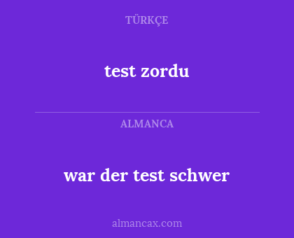 test zordu - war der test schwer