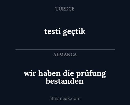 testi geçtik - wir haben die prüfung bestanden