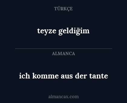 ich komme aus der tante - teyze geldiğim