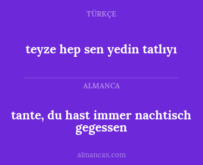 tante, du hast immer nachtisch gegessen - teyze hep sen yedin tatlıyı
