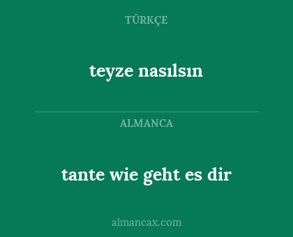 teyze nasılsın - tante wie geht es dir