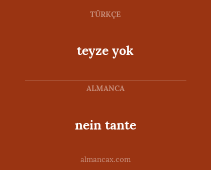 nein tante - teyze yok