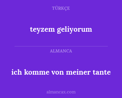 teyzem geliyorum - ich komme von meiner tante
