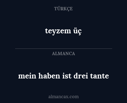 mein haben ist drei tante - teyzem üç