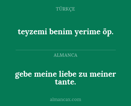 teyzemi benim yerime öp. - gebe meine liebe zu meiner tante.