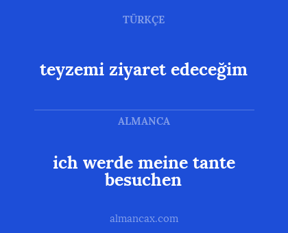 teyzemi ziyaret edeceğim - ich werde meine tante besuchen